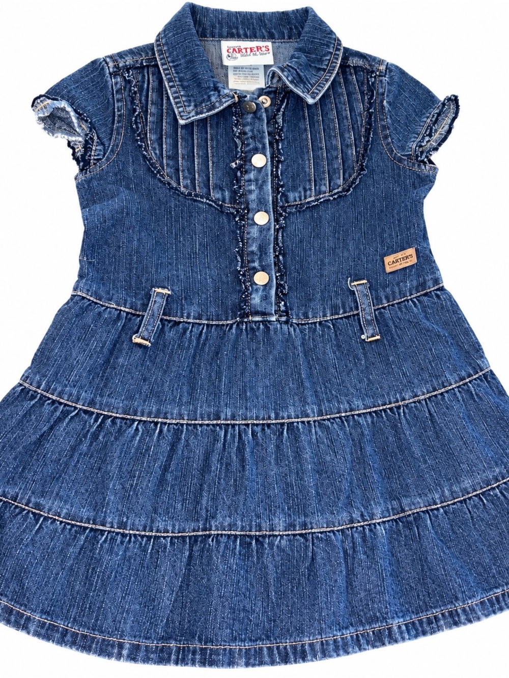 Carter's Dark Blue Denim Tiered Button-Front Dress
